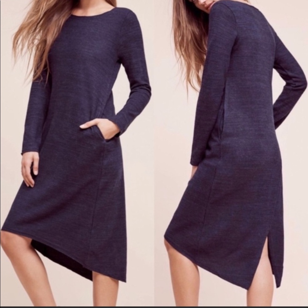 Anthropologie Moth Cross Back Sheath Dress Blue XL